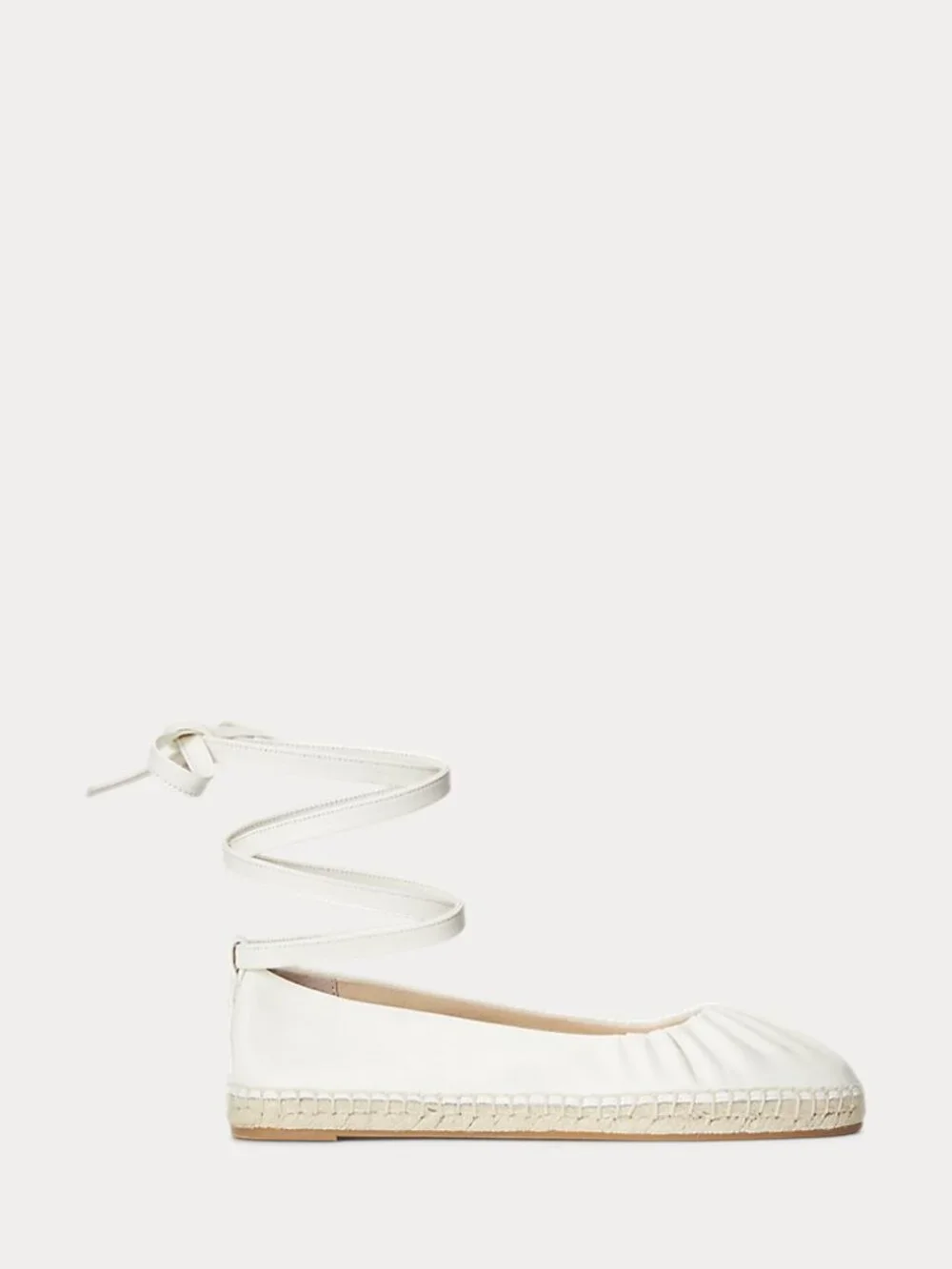 Lauren Ralph Lauren Cecilia Nappa Leather Lace-Up Espadrille In Cream  Size 7B
